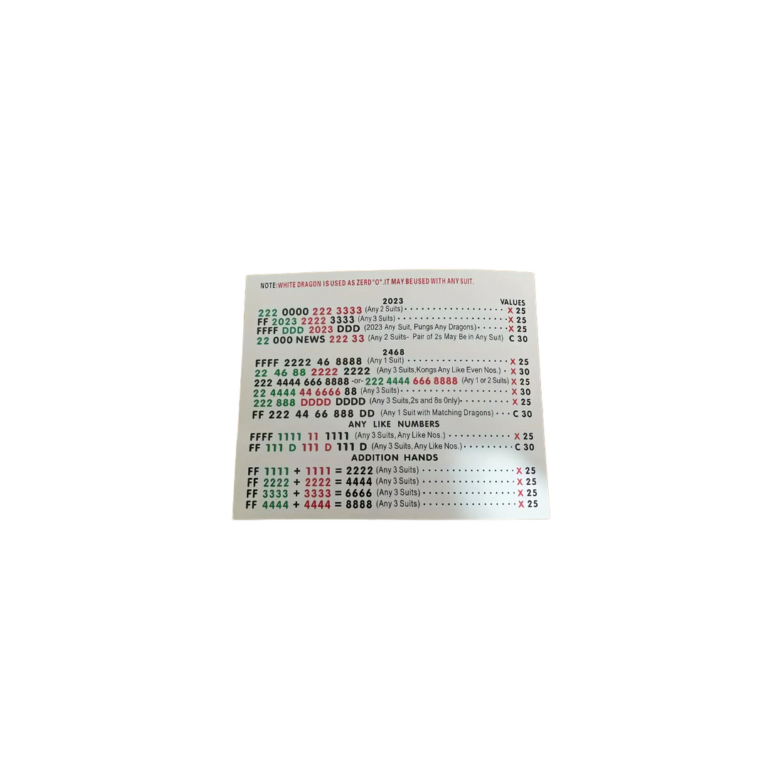 close up of mahjong card