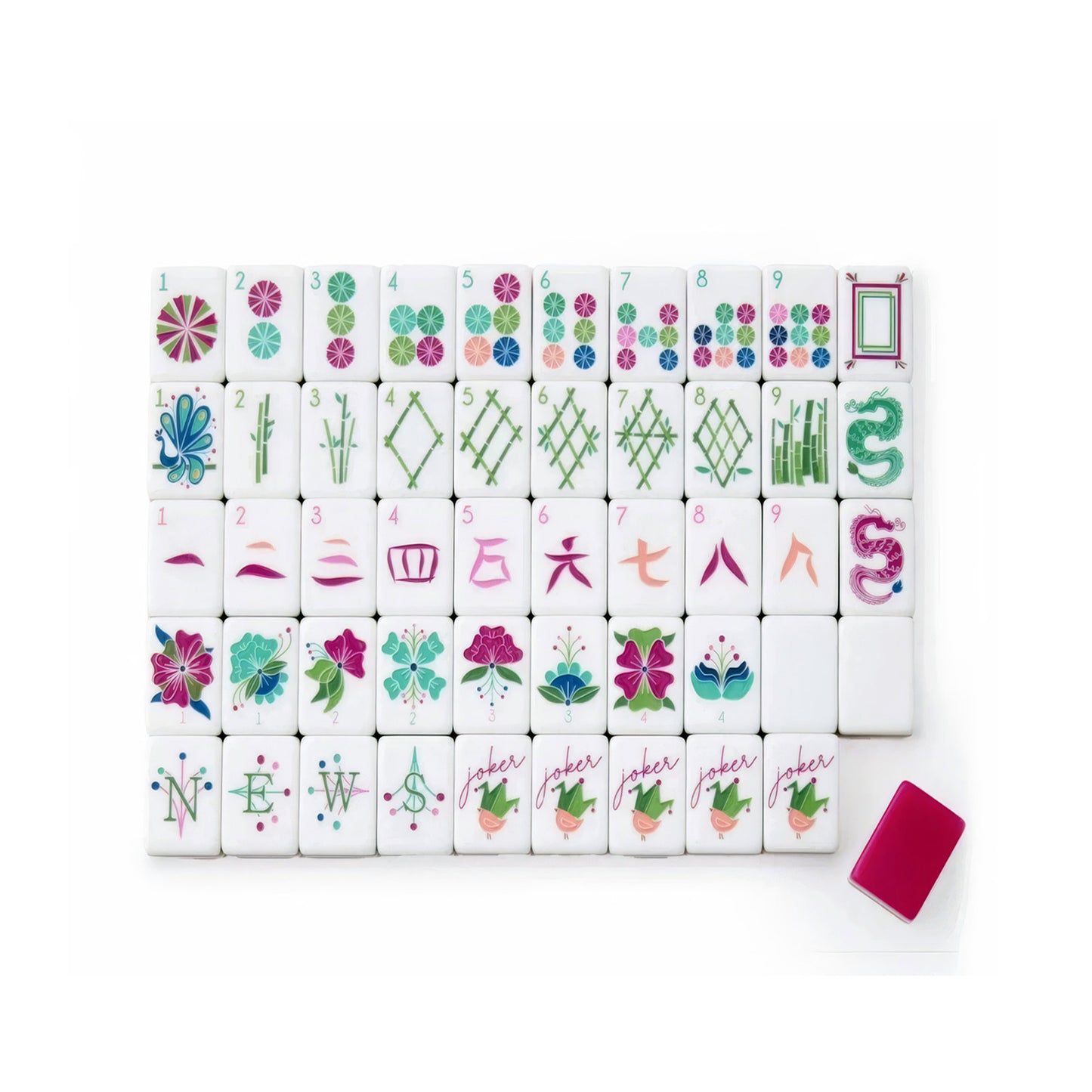magenta pink mahjong tiles