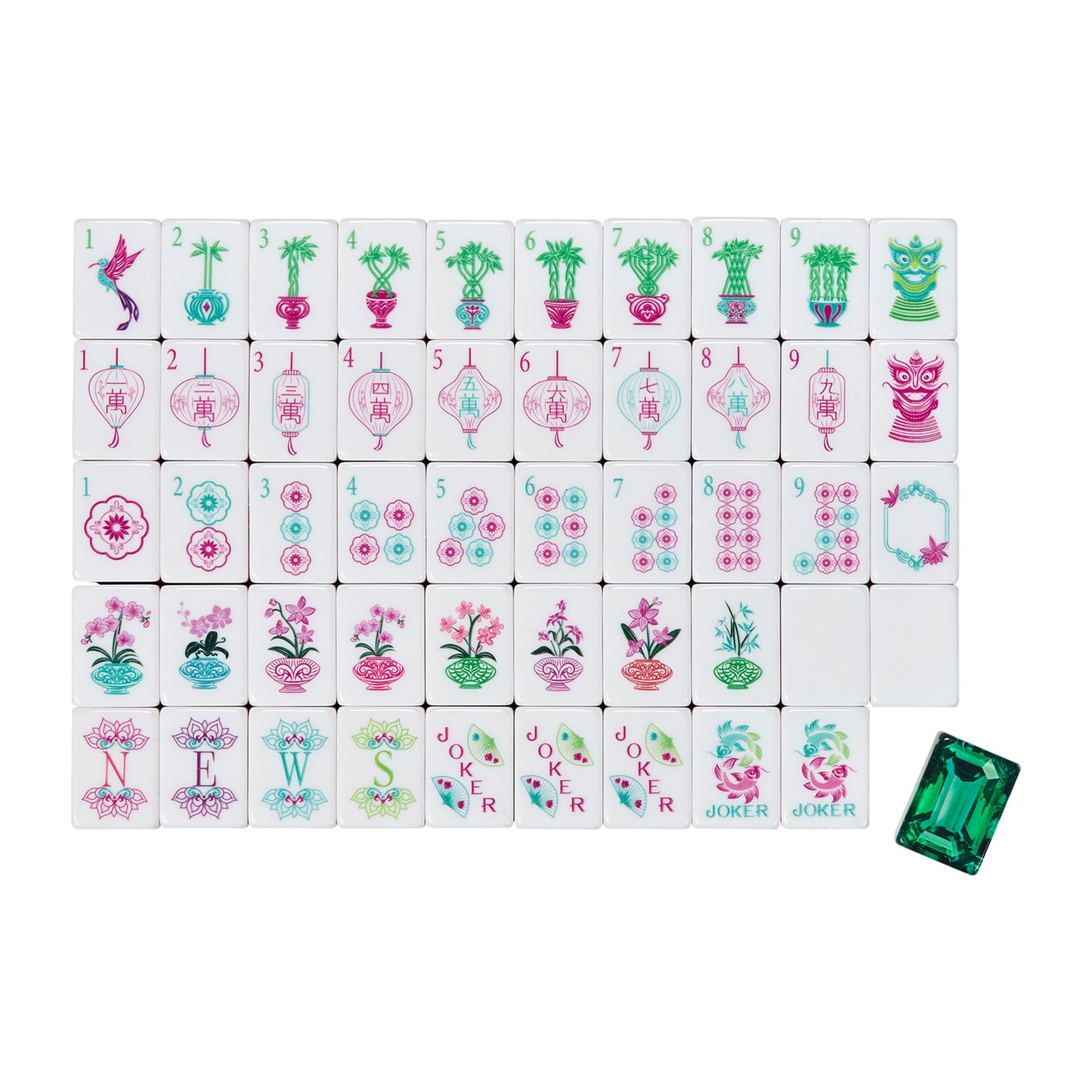 Mahjong tiles emerald green