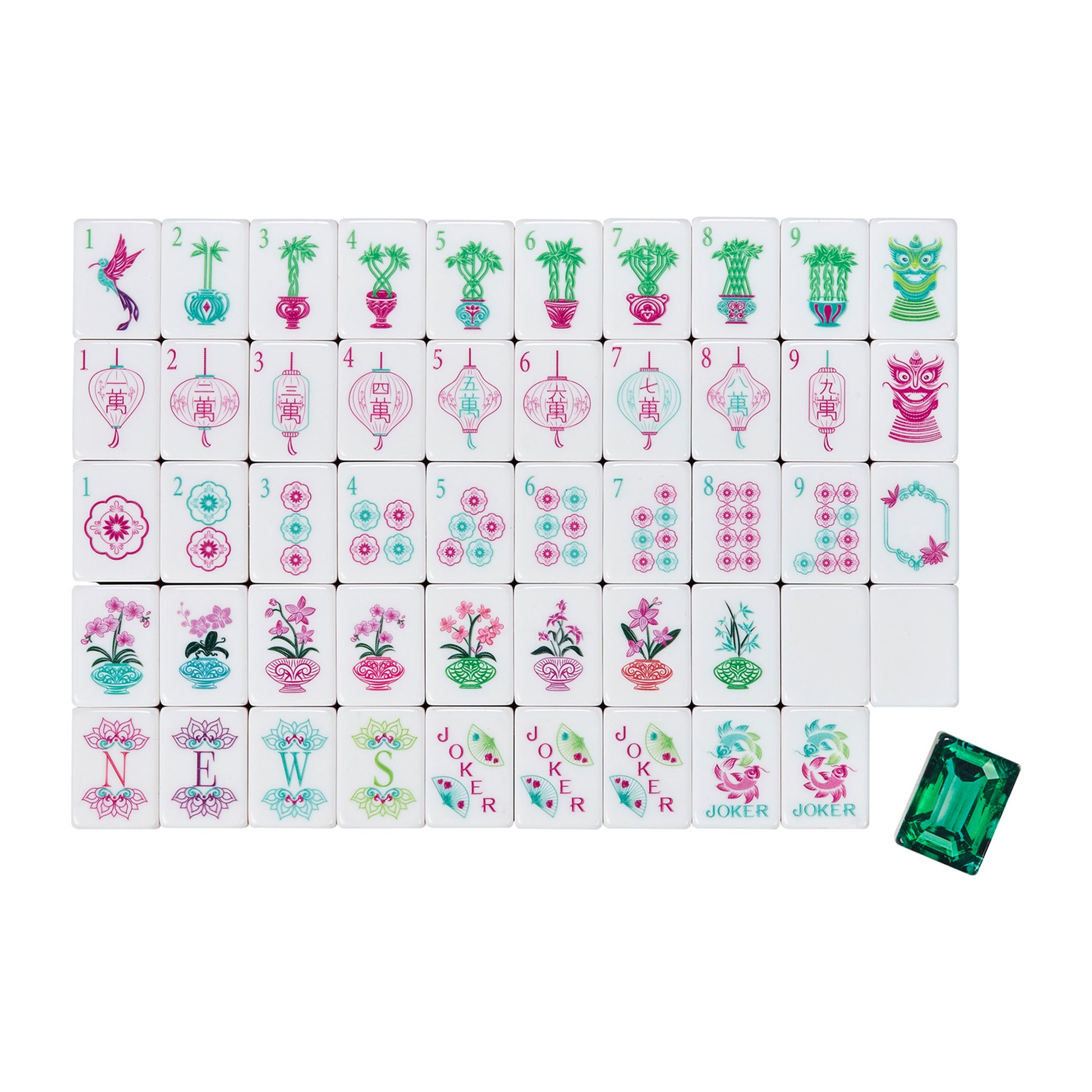Mahjong tiles emerald green