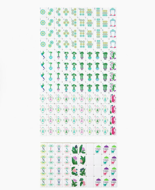 160 complete set of light green, turquoise, bamboo mahjong tiles