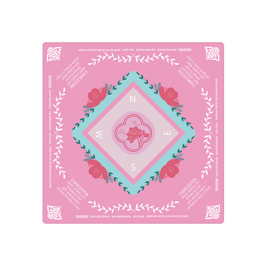 pink-green-white-neoprene-31-inch-mahjong mat on white background
