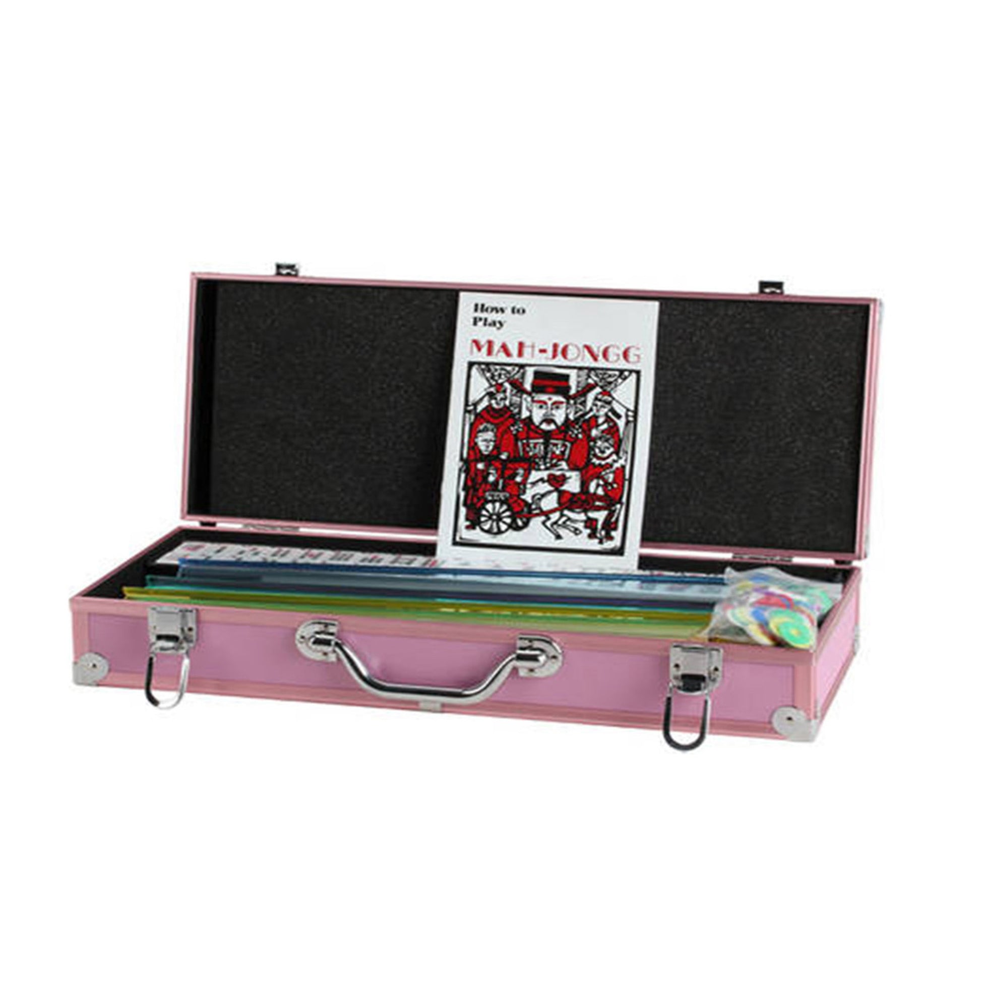 Pink hard case mahjong set