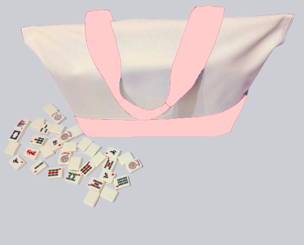Pink mahjong tote with handles with sturdy handles